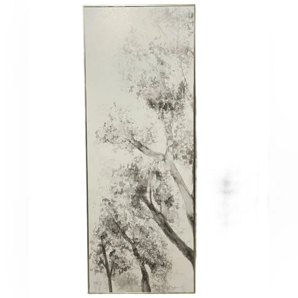 Monochrome Tree Art Print with Tall Rectangular Gold Frame